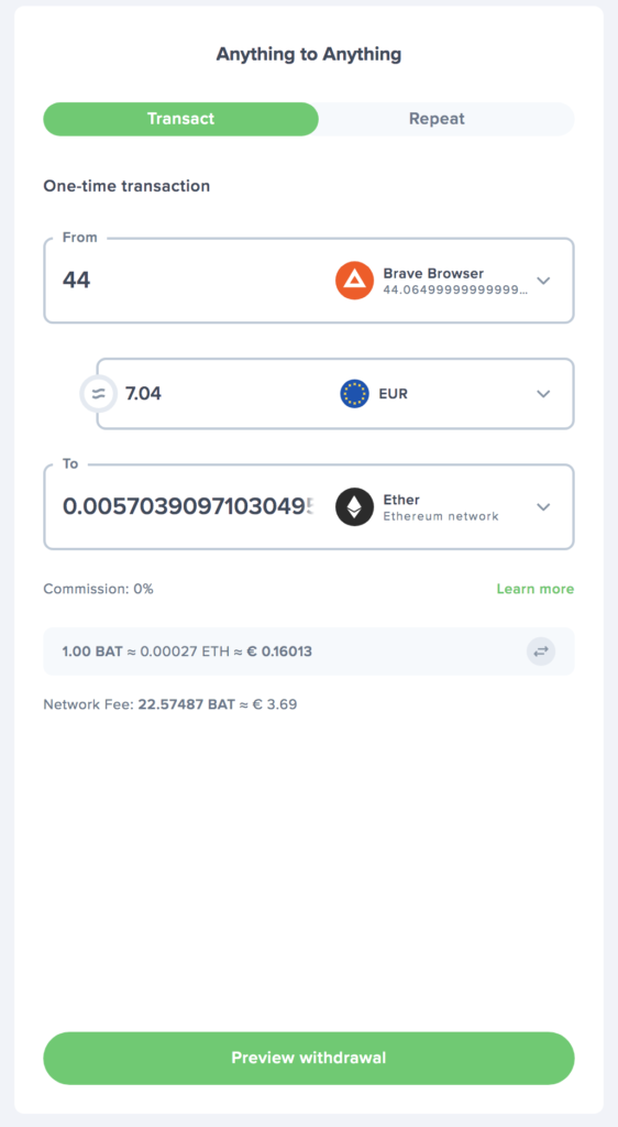 Krypto an Wallet
